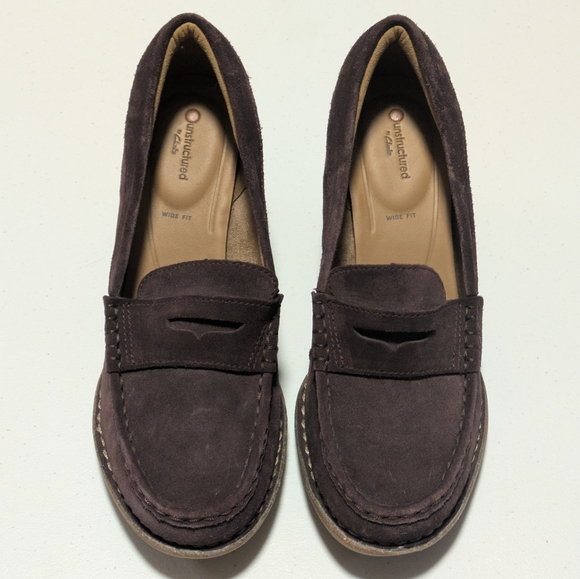 Unstructured By Clark's Purple Suede Penny Loafer Wedge Heel - Picture 2 of 11